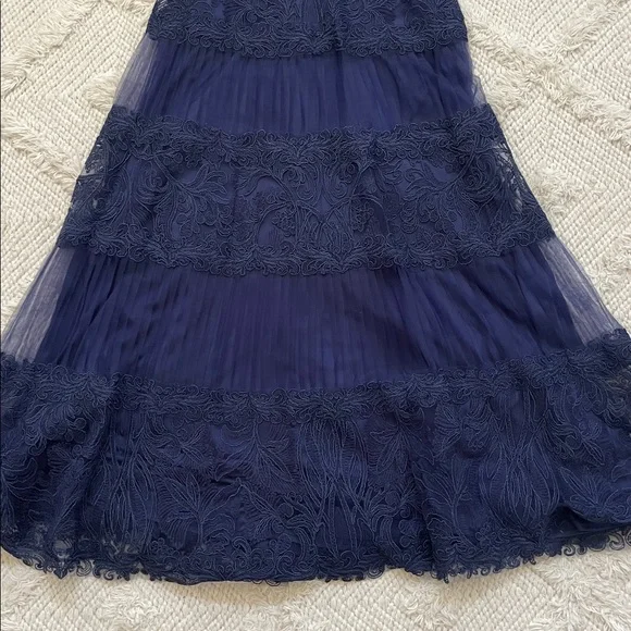 fatiha floral lace & chiffon dress NWT Tadashi Shoji BSU21108MD Fatiha Floral Lace Chiffon Dress Duchess Grey Sz 0